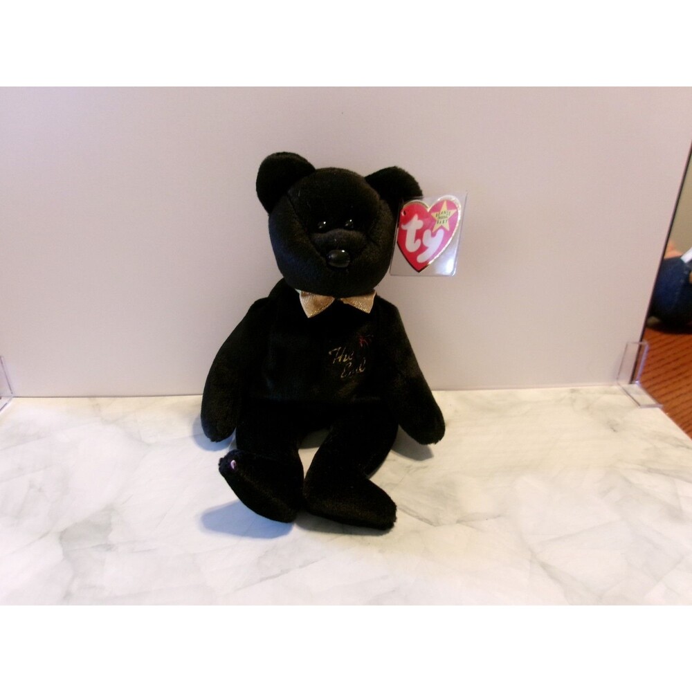 1998 Ty Beanie Babies The End Black Bear LAST ONE Stuffed Animal Plush